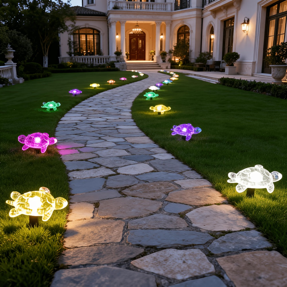 Guirlande solaire à piquets en forme de tortue, 10 ou 20 lumières