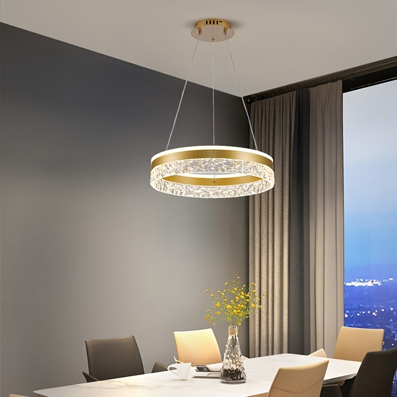 Suspension anneau LED Ø 40 cm, diffuseur effet glace, trois teintes