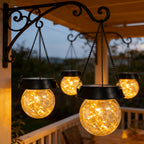 Suspension solaire boule craquelée à micro-LED et 8 jeux de lumière