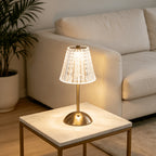 Lot de 2 lampes de table sans fil dorées, abat-jour effet cristal
