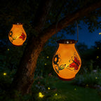 Suspension solaire d'extérieur peinte fleur et papillon, IP44