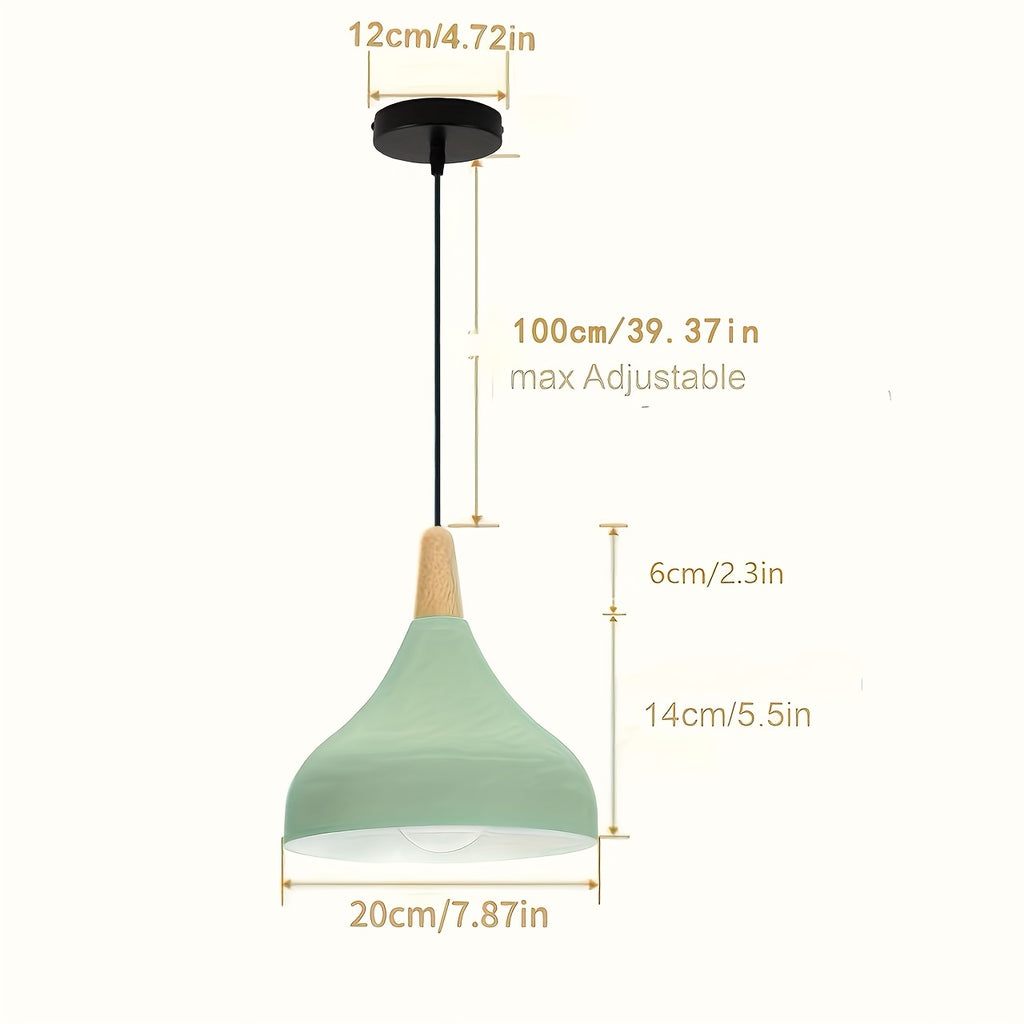 Suspension goutte en métal coloré et bois clair, 8 coloris, Ø 20 cm