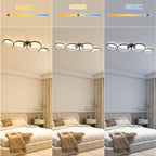 Plafonnier LED 100 cm à quatre anneaux, blanc à variateur ou noir