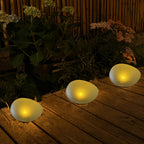 Lampe solaire galet en verre dépoli, lot de 3 pour massifs