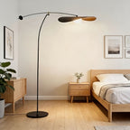 Lampadaire arc noir à abat-jour ondulé en forme de chapeau, 183 cm
