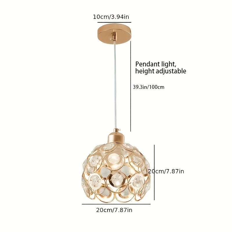 Suspension boule ajourée à cabochons effet cristal, Ø 20 cm, E27