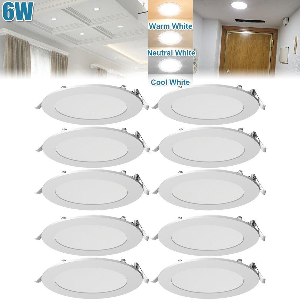 Lot de 10 spots LED encastrables ronds extra-plats 6 W, Ø 12 cm