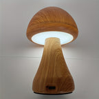 Lampe champignon effet bois, veilleuse tactile rechargeable 17 cm