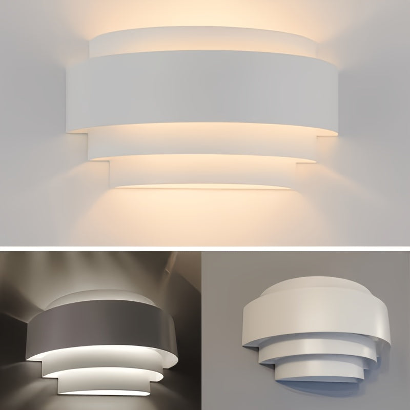 Applique murale blanche à bandeaux superposés, lumière haut et bas
