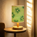 Petite lampe de chevet USB à marguerites vertes, abat-jour tissu