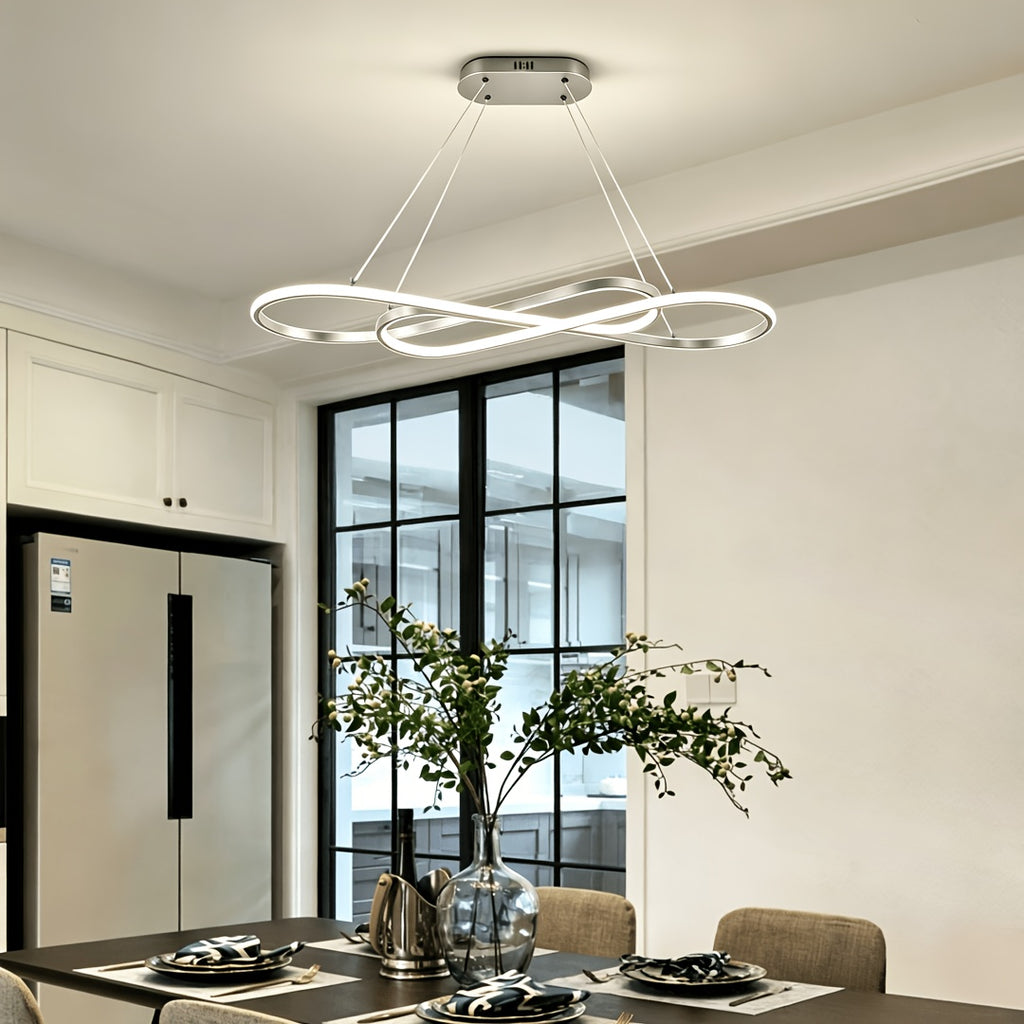 Lustre LED en double boucle infinie de 100 cm, noir, argenté ou doré
