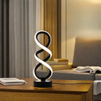 Lampe de bureau LED en double spirale, noire, blanche ou dorée