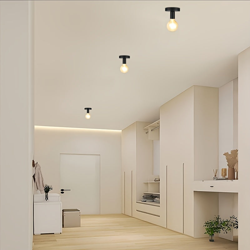 Plafonnier douille E27 noir minimaliste, Ø 10 cm, de 1 à 4 pièces