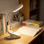 Lampe à pince tactile blanche à piles ou USB, col de 36 cm