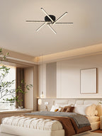 Plafonnier LED à six branches en étoile, doré, blanc ou noir, 76 cm