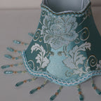 Abat-jour cloche en jacquard bleu turquoise et fils dorés, Ø 30 cm