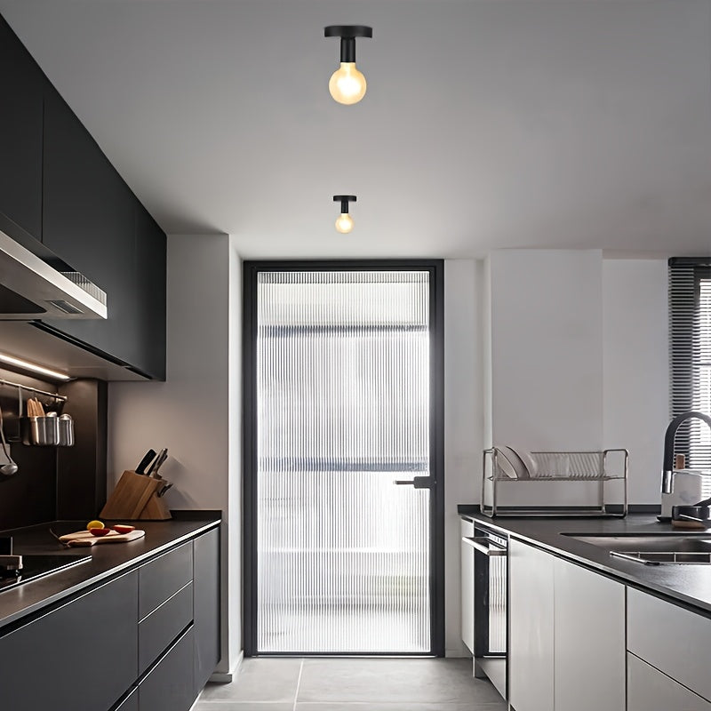Plafonnier douille E27 noir minimaliste, Ø 10 cm, de 1 à 4 pièces