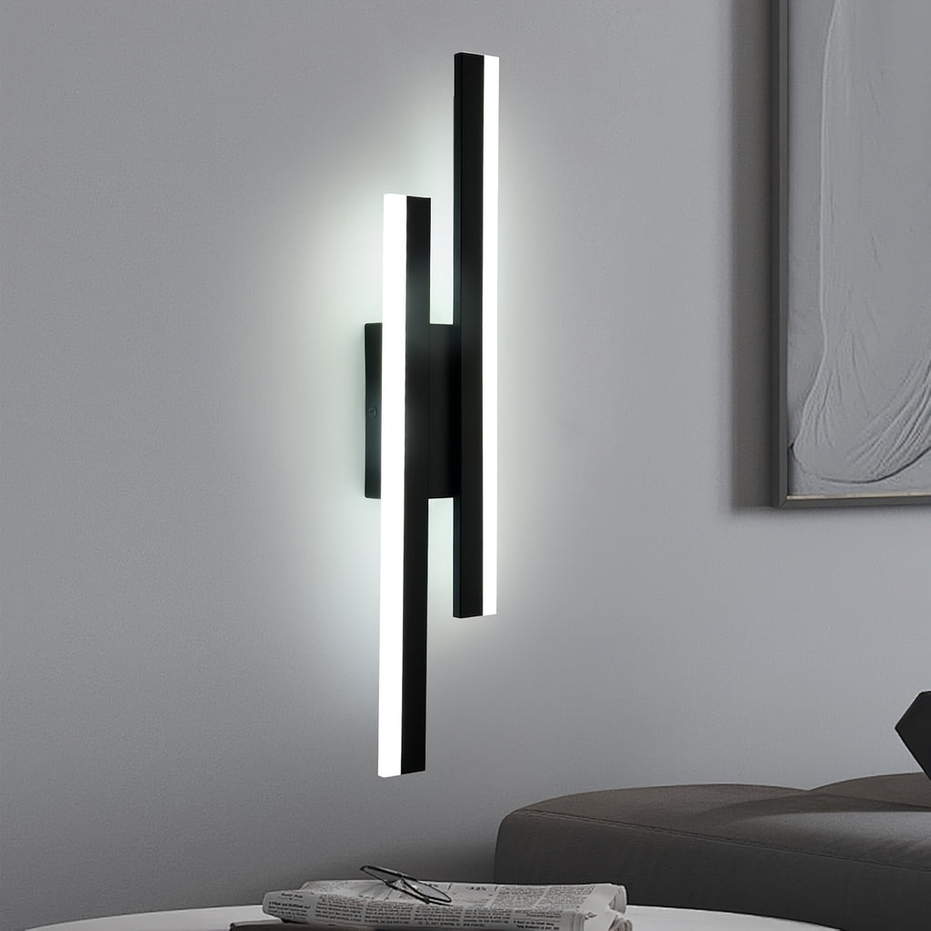 Applique murale LED dorée double barre décalée 40 cm, blanc neutre