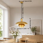 Suspension dorée à trois coupoles étagées en métal brossé, Ø 28,5 cm