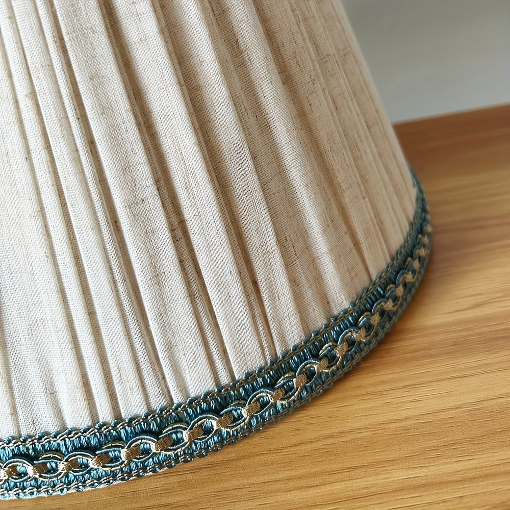 Abat-jour conique en lin naturel plissé pour lampe de table, Ø 30 cm