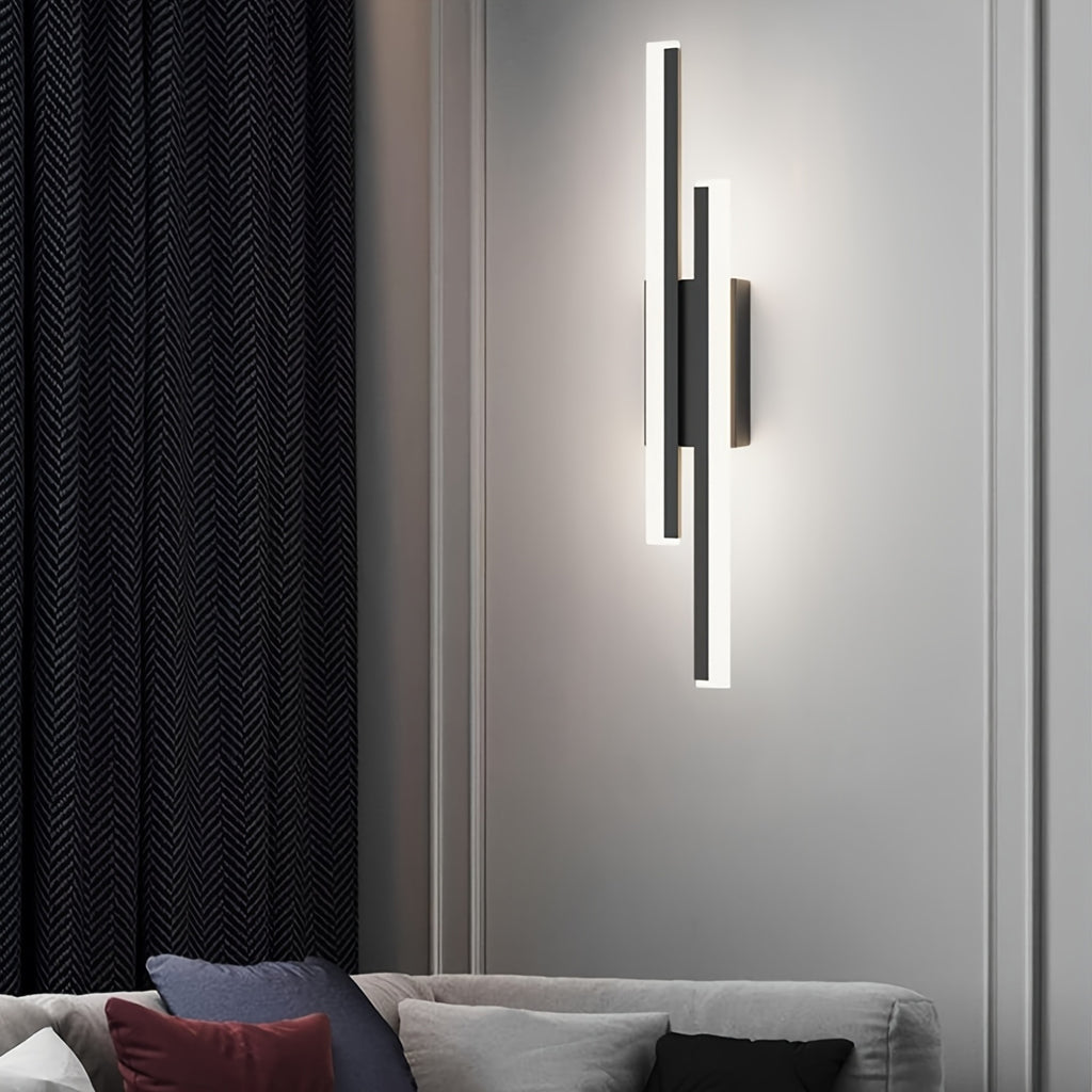 Lot de 2 appliques murales LED double barre noire, blanc neutre