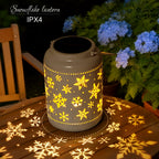 Lanterne solaire blanche ajourée de flocons de neige, 33 cm
