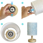 Petite lampe de chevet USB, toile à zébrures bleu ciel sur bois