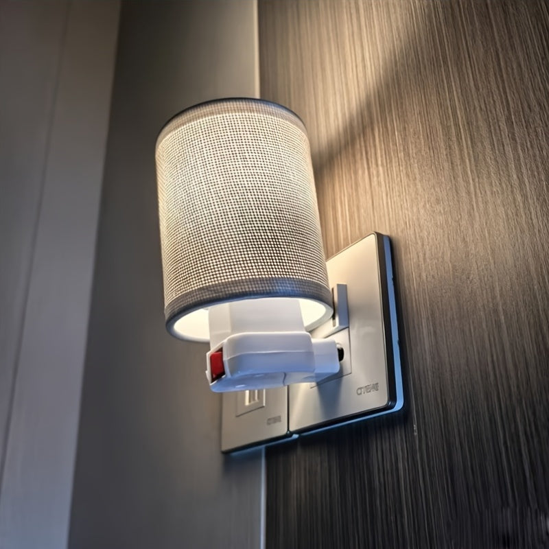 Mini abat-jour cylindre en toile de lin beige pour veilleuse, Ø 8 cm