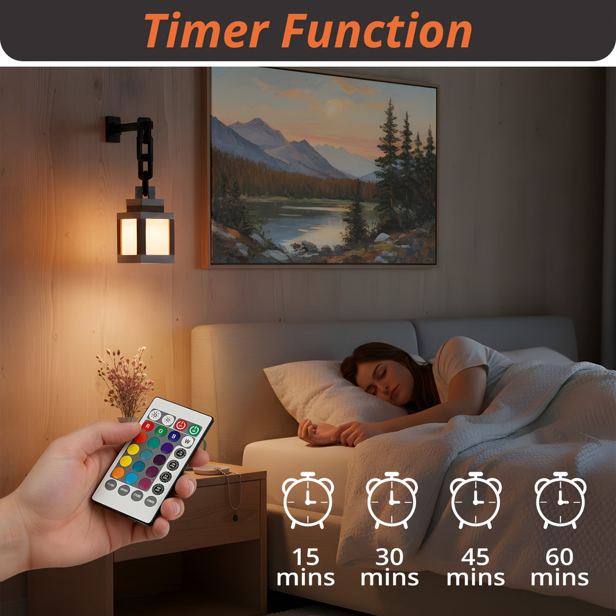 Applique murale lanterne pixel LED RVB rechargeable, télécommande