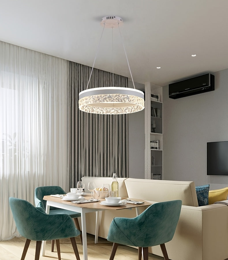 Suspension anneau LED Ø 40 cm, diffuseur effet glace, trois teintes