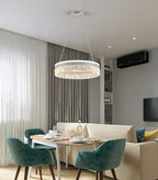 Suspension anneau LED Ø 40 cm, diffuseur effet glace, trois teintes