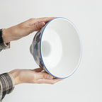 Abat-jour de suspension en porcelaine bleu et blanc à fleurs