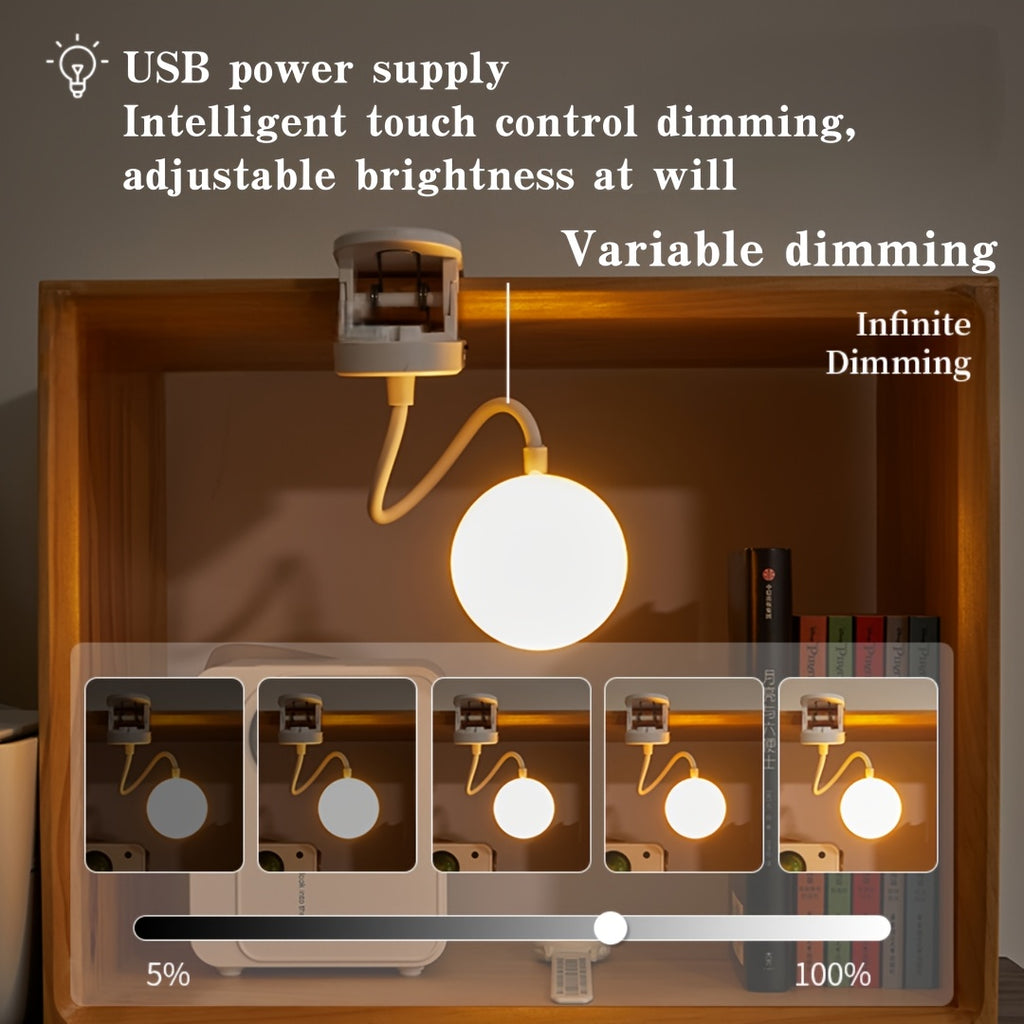 Lampe à pince tactile blanche à piles ou USB, col de 36 cm