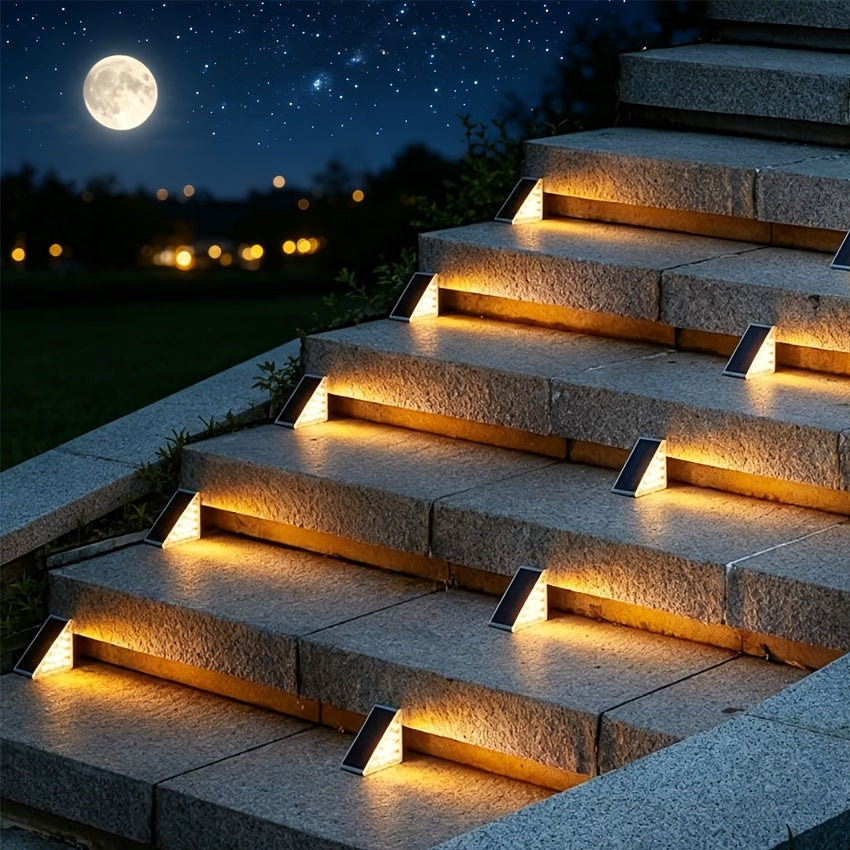 Balise solaire triangulaire pour marches d'escalier, lot de 2