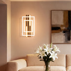 Plafonnier LED compact 38 cm, lattes de bois et cadres noirs