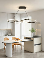 Lustre LED en double boucle infinie de 100 cm, noir, argenté ou doré
