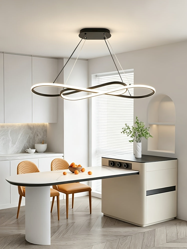 Lustre LED en double boucle infinie de 100 cm, noir, argenté ou doré