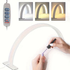 Lampe de bureau LED demi-lune blanche, arche de 42 cm à 3 teintes