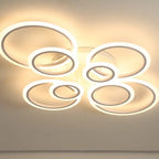 Plafonnier LED à huit anneaux blancs 127 W, variateur et télécommande