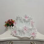 Abat-jour plissé blanc orné de fleurs roses et de dentelle, Ø 28 cm