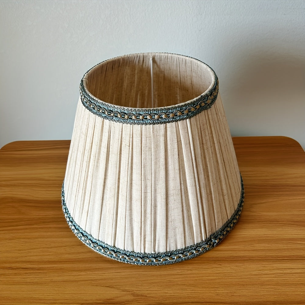 Abat-jour conique en lin naturel plissé pour lampe de table, Ø 30 cm