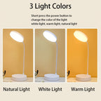 Lampe de bureau LED rechargeable à col flexible, tête ronde blanche