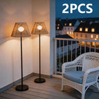 Lot de 2 lampadaires solaires effet rotin, hauteur réglable, IP44
