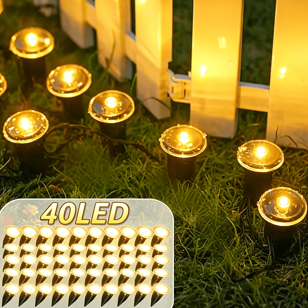 Guirlande solaire de 40 mini piquets lumineux pour bordure, 10 m
