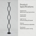 Lampe de sol LED ondulée noire effet cristal, trois teintes, 117 cm