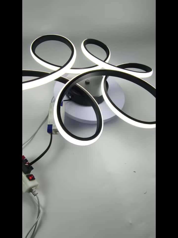 Plafonnier LED fleur à six pétales noirs, 51 cm, blanc chaud ou froid
