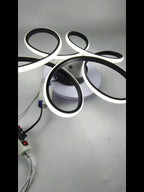 Plafonnier LED fleur à six pétales noirs, 51 cm, blanc chaud ou froid