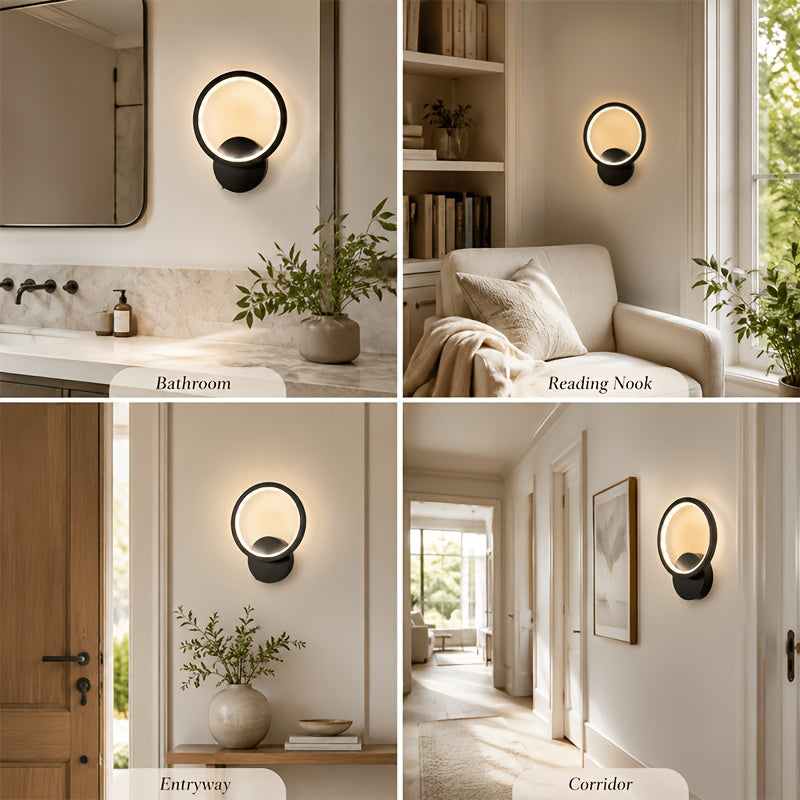 Applique murale anneau LED sans fil, télécommande et minuterie