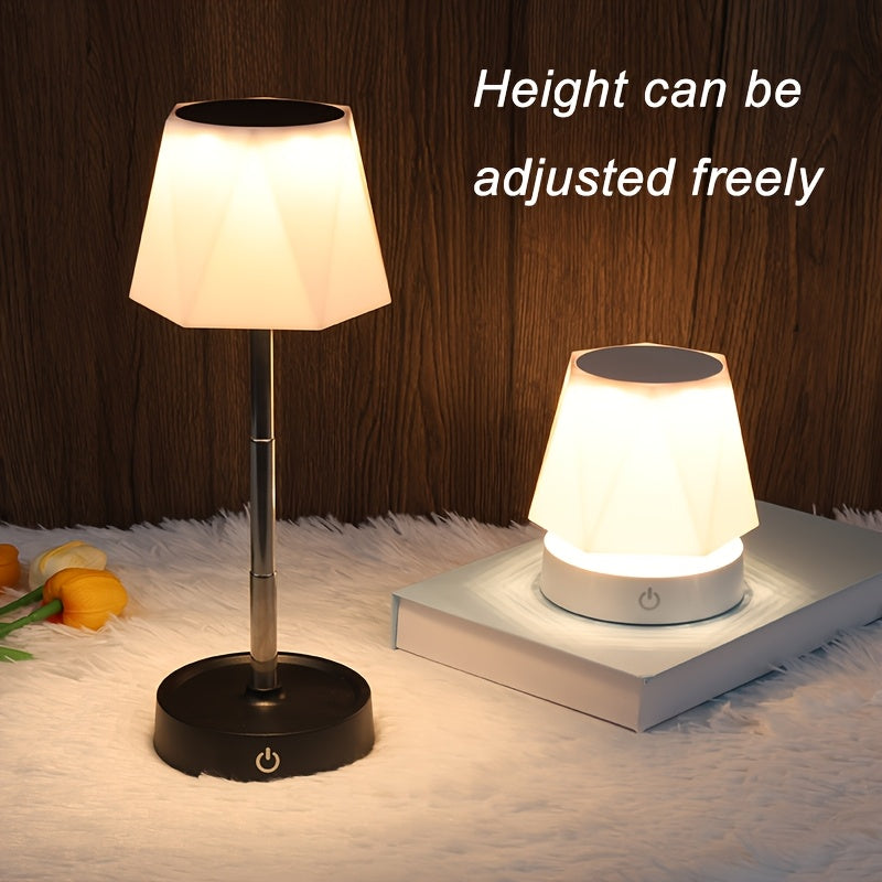 Lampe de bureau LED sans fil à tige télescopique, abat-jour hexagonal