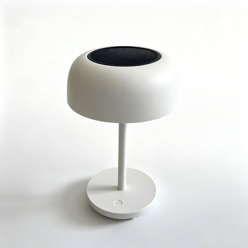 Lampe de table champignon solaire et USB-C, tactile, noire ou blanche